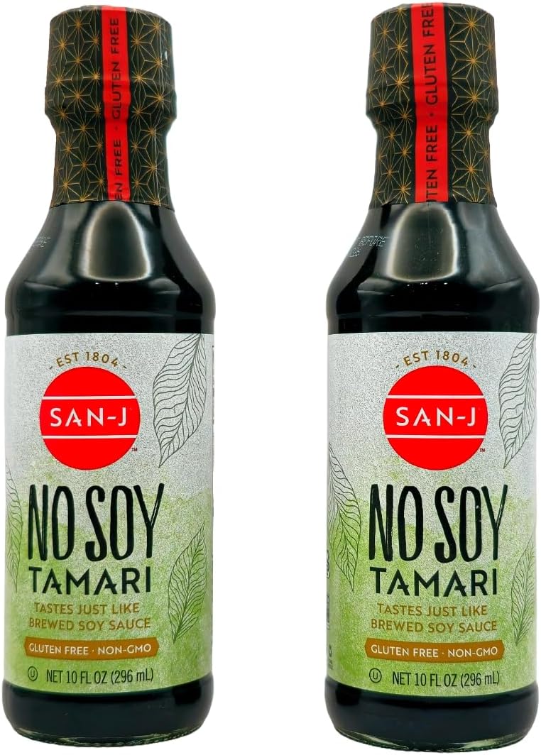 No Soy Sauce, 10 Fl Oz - Soy Free Soy Sauce - Non-GMO, Low FODMAP, No Soy Tamari Glass Bottle - Pack of 2