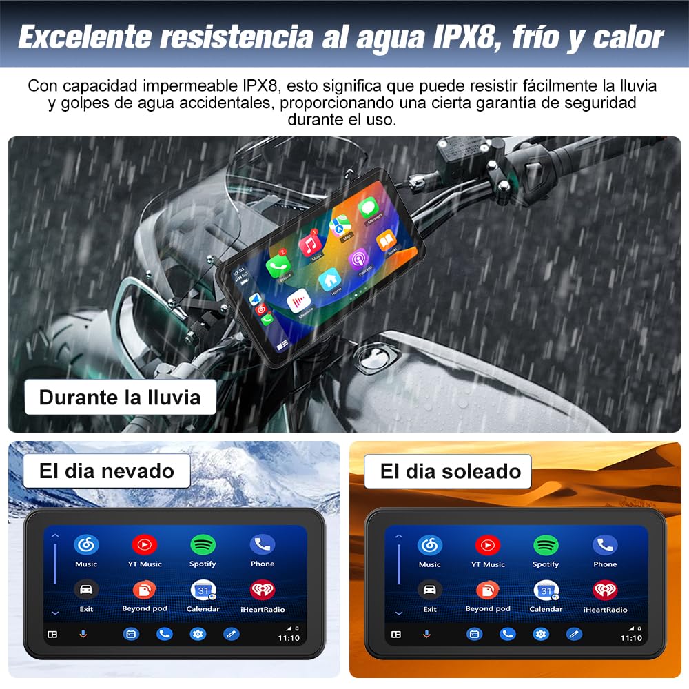 AWESAFE Pantalla Táctil de 6.25 Pulgadas para Motocicleta con CarPlay/Android Auto Inalámbrico, Estéreo Portátil con Pantalla IPS Impermeable/Dashcam 2K Frontal/Soporte para Moto，Admite Bluetooth/TF