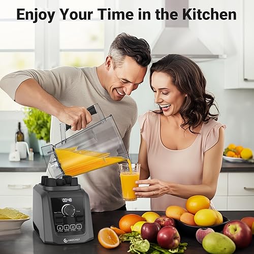Miniatura 8 de AMZCHEF Licuadoras profesionales para cocina, licuadora de batidos de 1800 W con velocidad infinitamente variable y 5 funciones, licuadora de 68