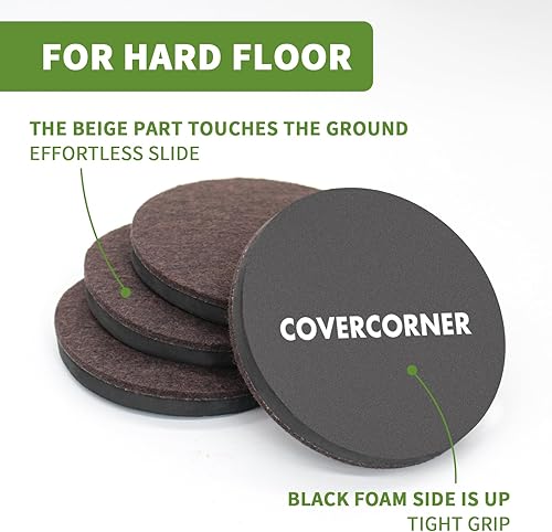 Miniatura 3 de Deslizadores de muebles para pisos de madera dura, 8 unidades, deslizadores de 4 34 pulgadas para mover muebles, almohadillas de fieltro para pisos