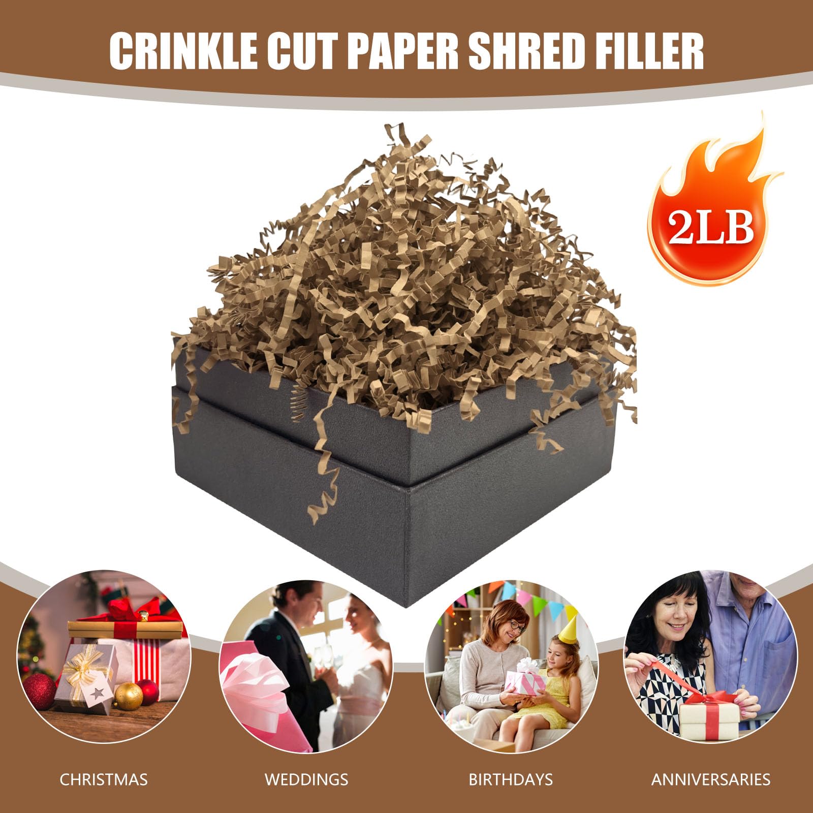 Tisspoms Remplissage de papier froissé de 0,9 kg, remplissage de papier déchiqueté, remplissage de panier -3