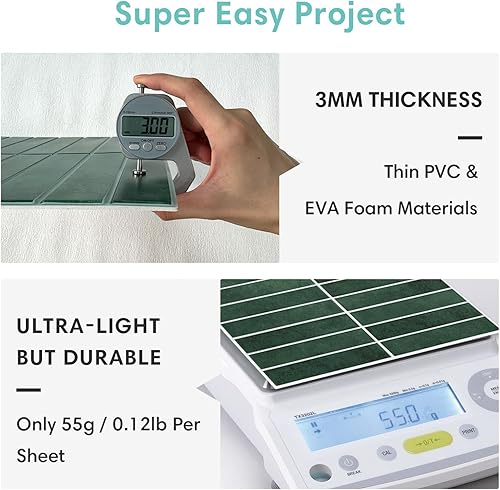 Miniatura 31 de Commomy Azulejos 3D de color verde mate para despegar y pegar, 10 piezas de PVC fino de 11.8 x 11.8 pulgadas para cocina, baño, inquilinos, Verde