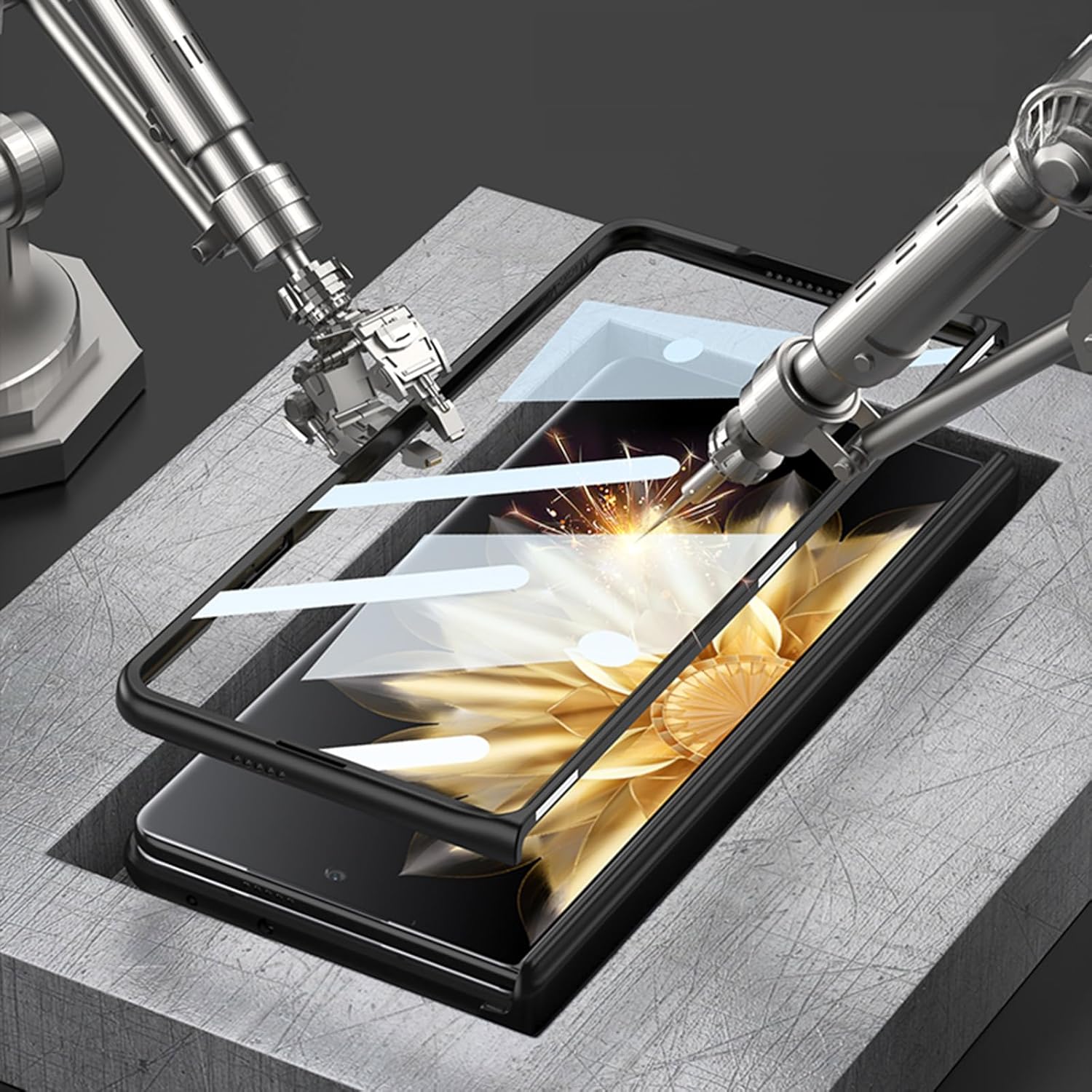 for Honor Magic V2 Magnetic Hinge Case with Built-in Screen Protector & Kickstand, Ultra Slim Design, Premium Plating Finish, 360° Protection Cover for Magic V2 (Purple)