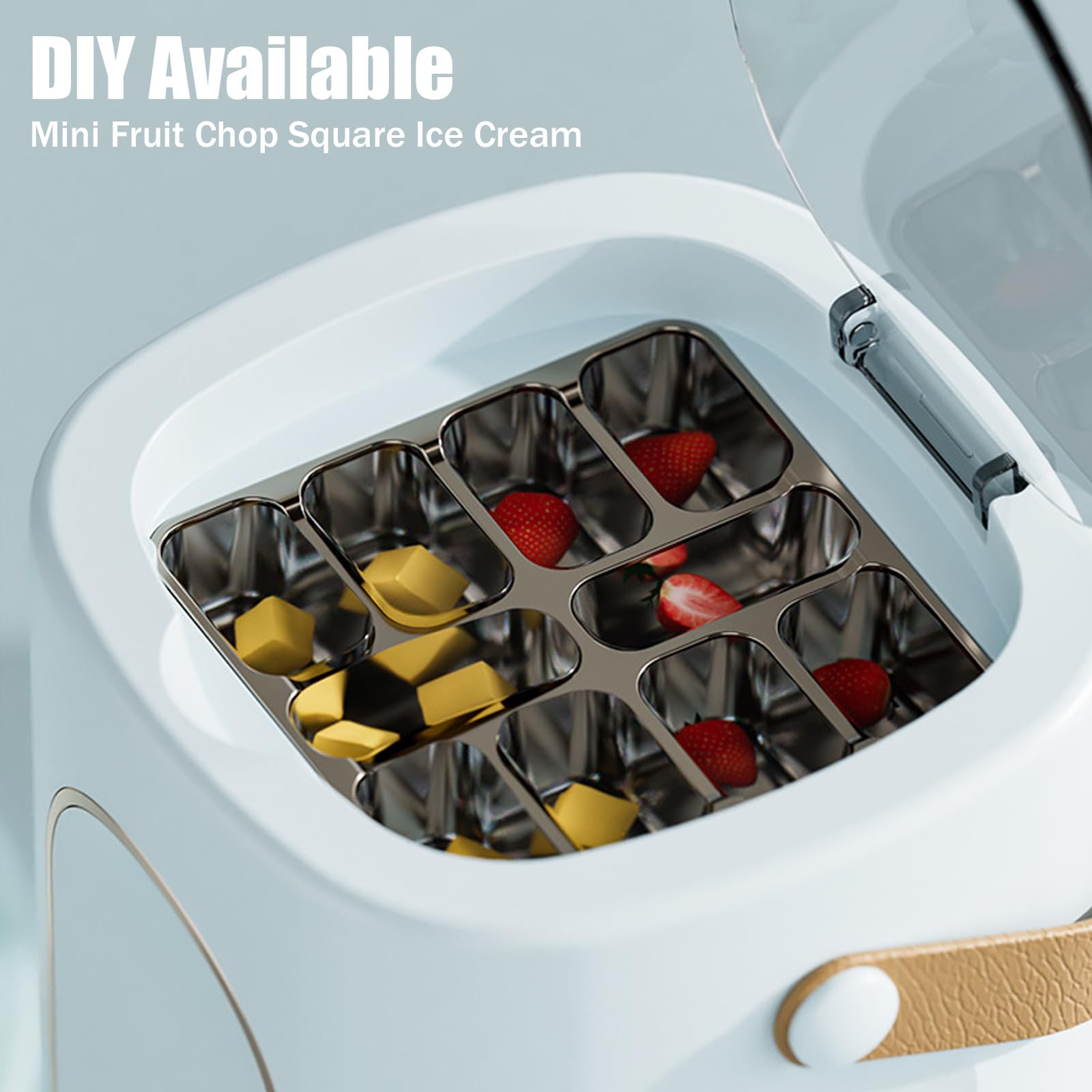 Macchina per il ghiaccio portatile con luce ambientale, 12 V CC, crea 10 cubi in 15-20 minuti, per ufficio, dormitorio, campeggio, veicolo (uso domestico e auto) (bianco)