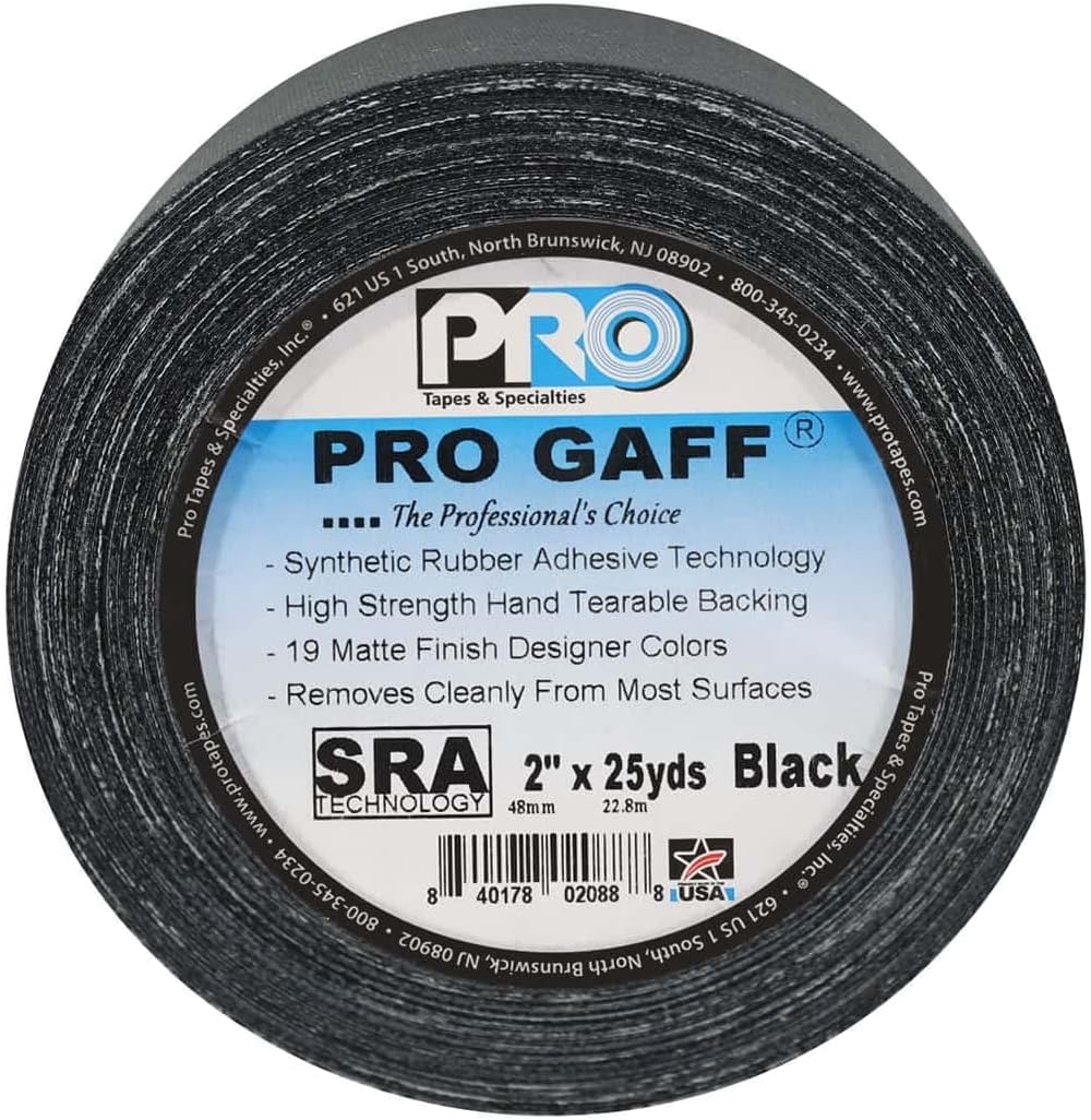 ProTapes Pro Gaff, 2 x 25 Yard (Black, 2" (Pack of 1))