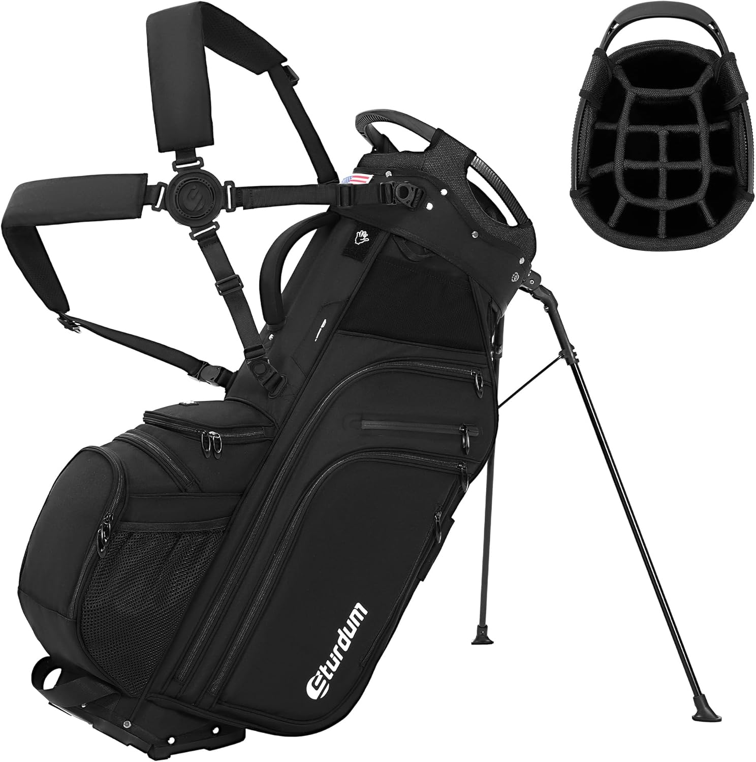 14 Way Golf Stand Bag, Tour-Grade 900D Oxford Golf Bags with Stand for Men Women, 12 Pockets, Reinforced Base, Full Length Dividers, Lightweight Club Carry Bag