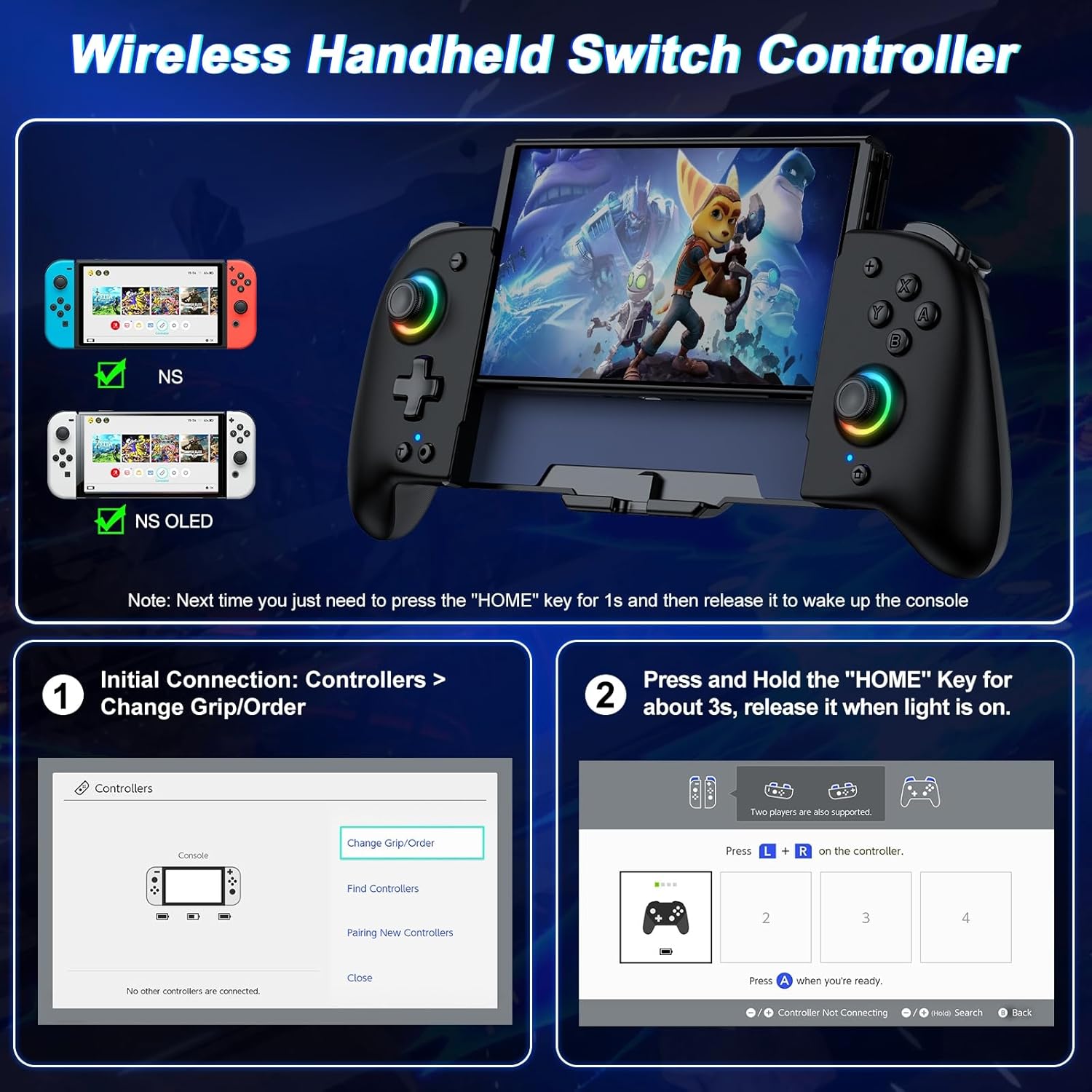 Switch Controller for Nintendo, Wireless Switch Pro Controller with Back Buttons, 1000mAh Pro Controller Switch with Programmable, Wake up, Vibration & Turbo Function for Switch/OLED Console(Black) 6 71dnqeg5gzL. AC SL1500