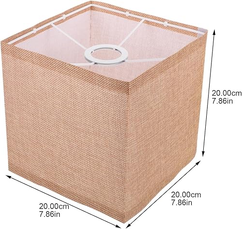 Miniatura 3 de Pantalla de lámpara de tela, pantalla cuadrada de tela de lino, pantalla de arpillera con clip E27, fundas de luz de tela de repuesto para