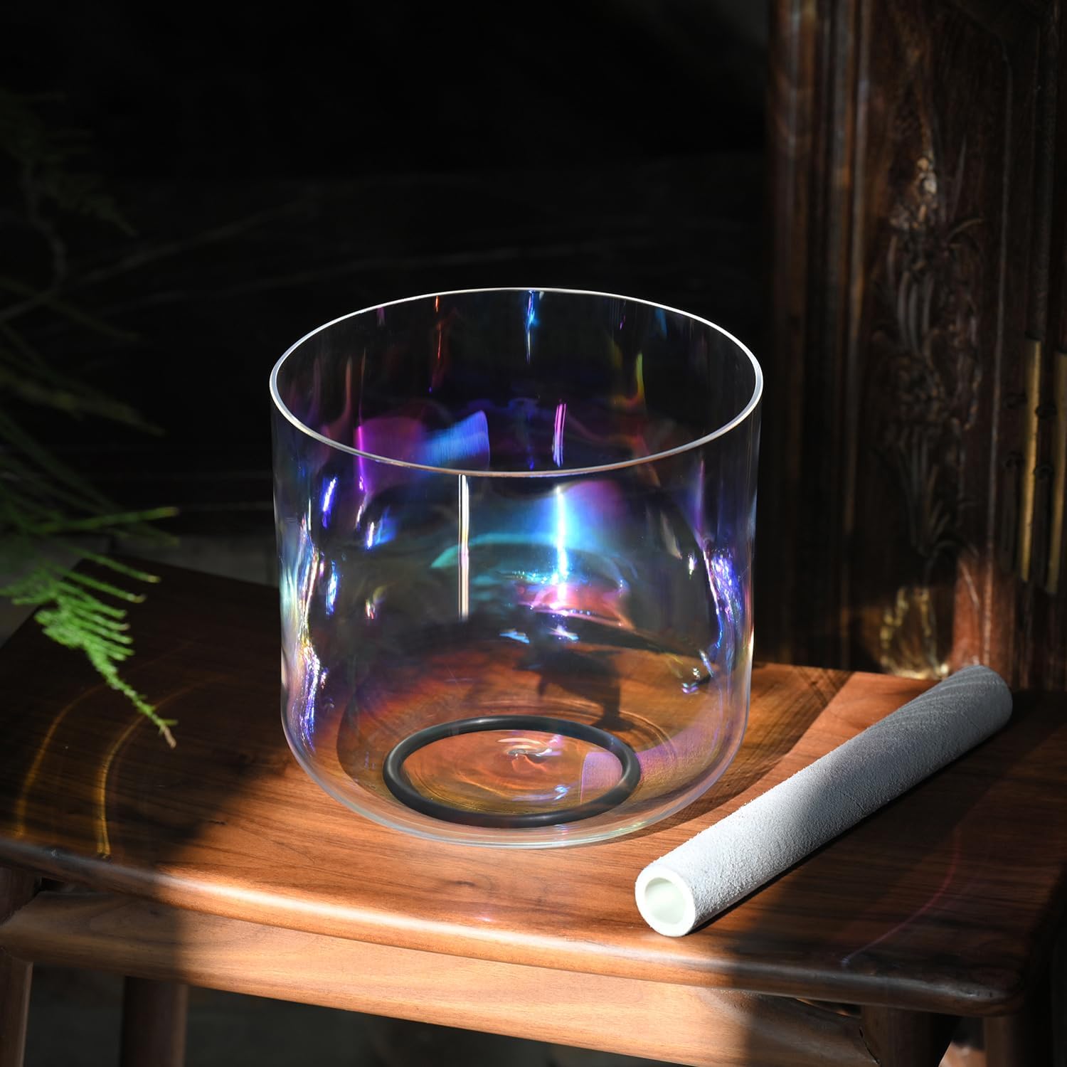 440HZ 7 inch F Note Cosmic Light Clear Quartz Crystal Singing Bowl with Case Bag Mallet & O-ring