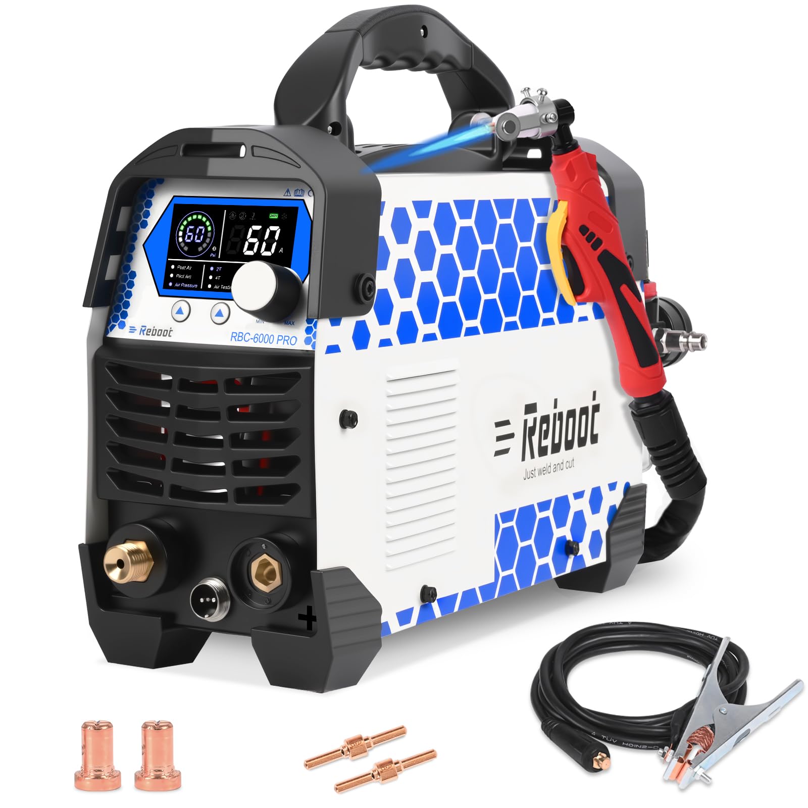 Reboot RBC6000 PRO 60A Plasma Cutter 230V IGBT | PT31 Roller for Easier Cutting, 2T/4T Function, 18mm Max Cut for Stainless Steel Aluminium Copper — image 1