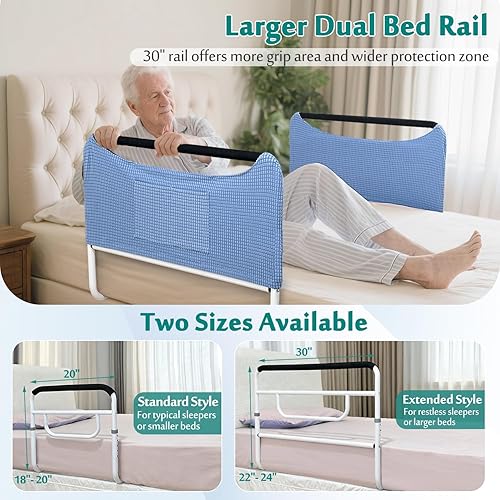 Miniatura 6 de Mybow Barandillas de cama para personas mayores, rieles de asistencia de cama ajustables, pasamanos de seguridad médica para adultos mayores,
