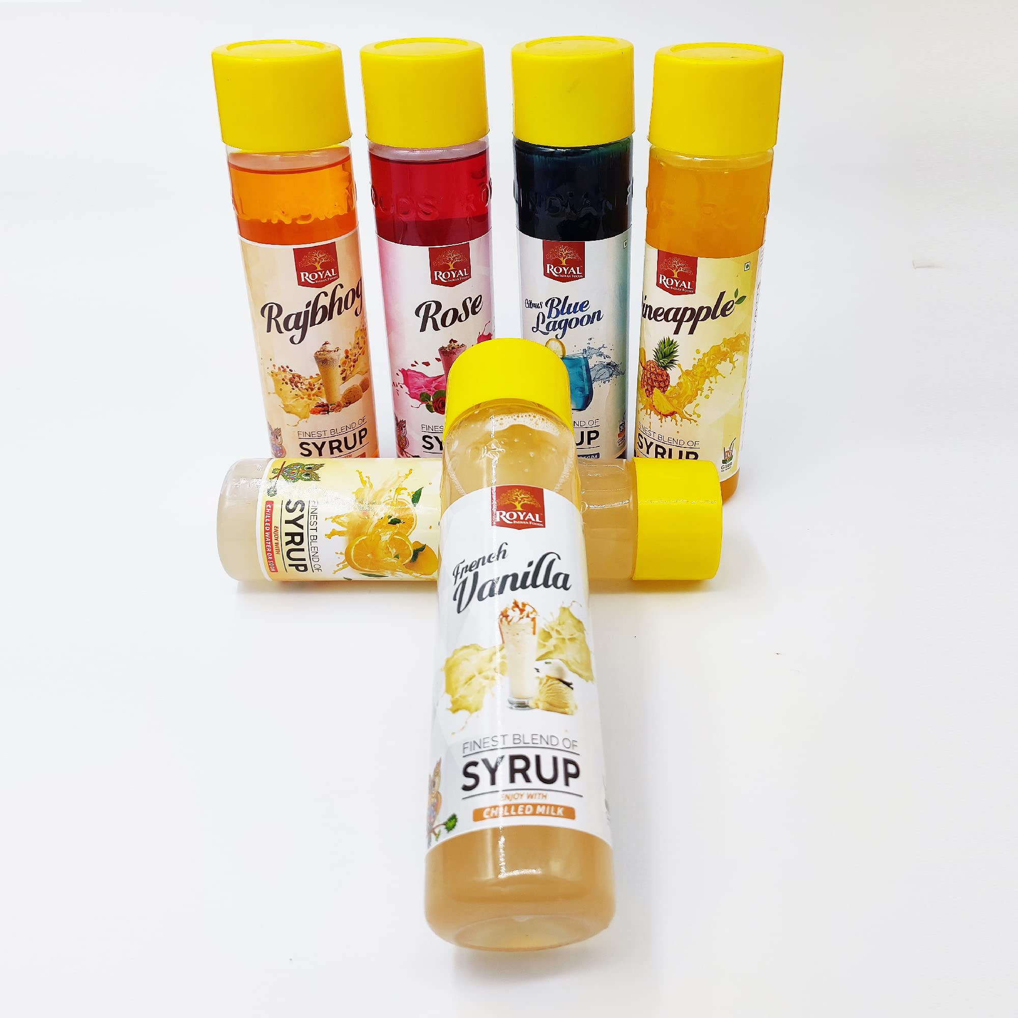 ROYAL INDIAN FOODS® FRENCH VANILLA-ROSE-RAJBHOG-PINEAPPLE-LEMONADE-CITRUS BLUE LAGOON Finest Blend Of Syrup, 100% Natural, 250ml Makes 10-15 Drinks, Syrup Cold Brew (Pack of 6 X 250ML)-image-38