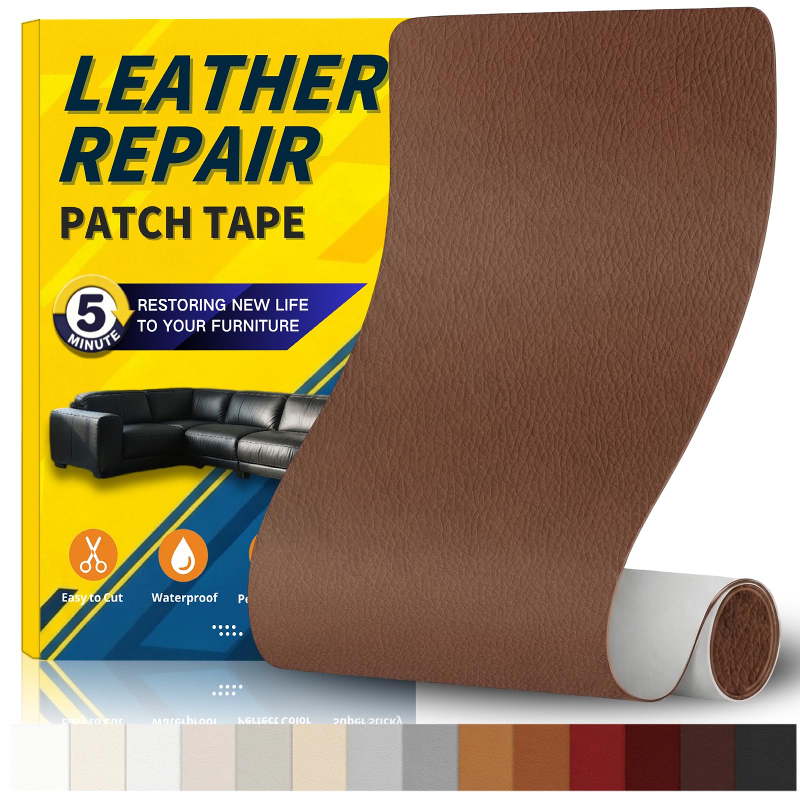 Gelaisi Leder Reparatur Set, Kunstleder Selbstklebend, Kunstleder-Reparaturset
