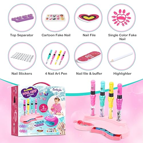 Miniatura 2 de Juego de esmaltes de uñas para niños con 4 bolígrafos de arte de uñas, no tóxicos, para edades de 4 a 12 años, kit de spa y manicura para niñas de 6