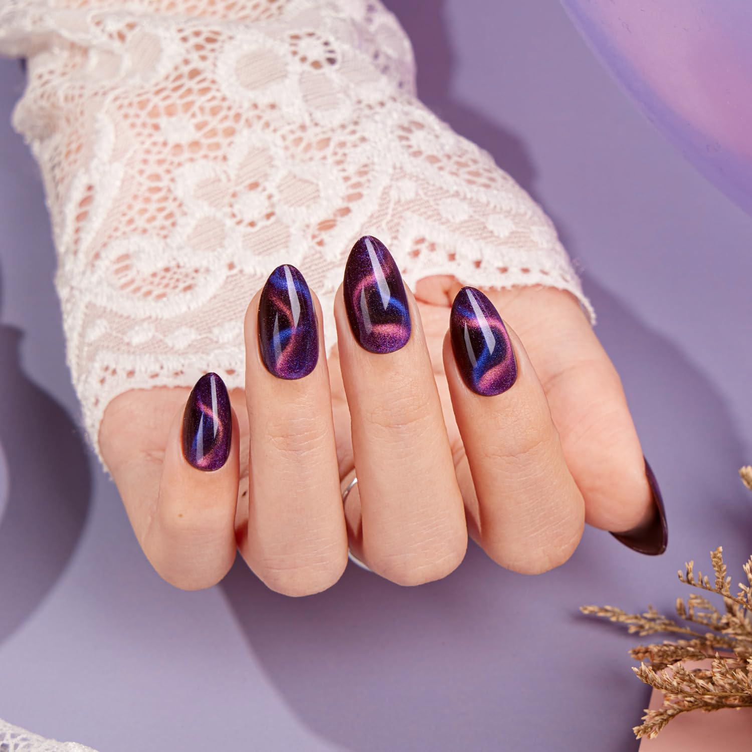 VSALON Press-on-Nägel kurz – Metallic Chrome-Nagelset für Damen