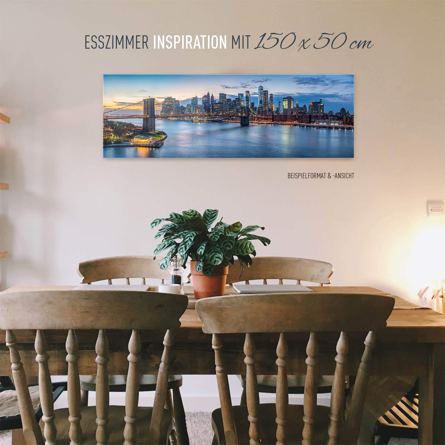 BilderKing Wandbild Skyline Brooklyn Brigde New York - 120cm x 80cm Acrylglas 5mm + Rückrahmen