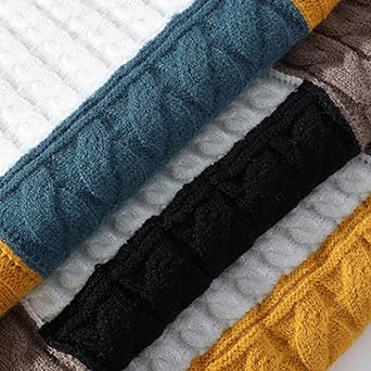 Mens Casual Slim Fit Pullover Sweaters Long Sleeve Ribbed Knit Color Block Casual Turtleneck Sweater Thermal Tops