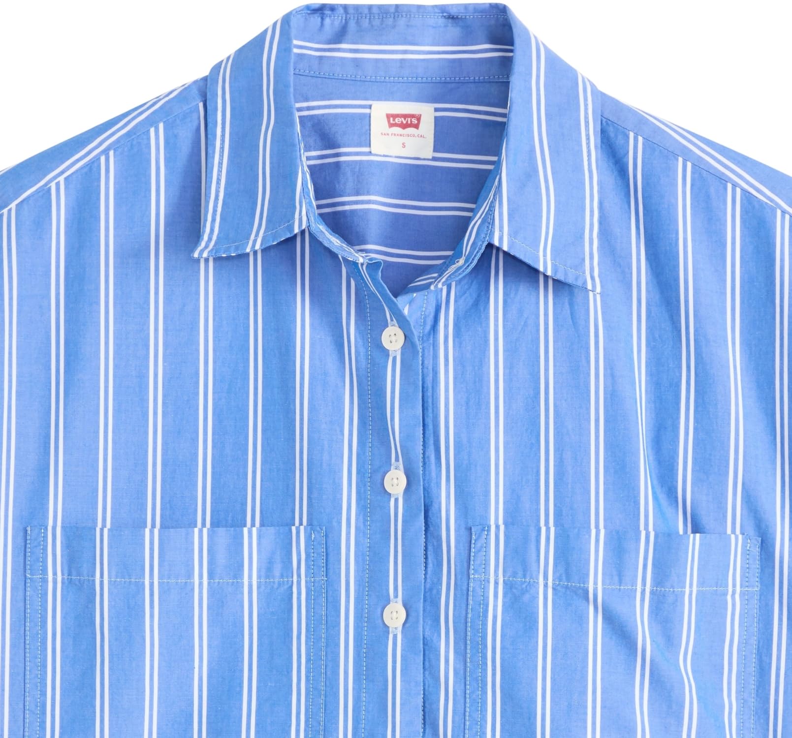 Levi's Donna Camicia a Maniche Corte Harlie Cropped con Colletto a Punta, Relaxed Fit