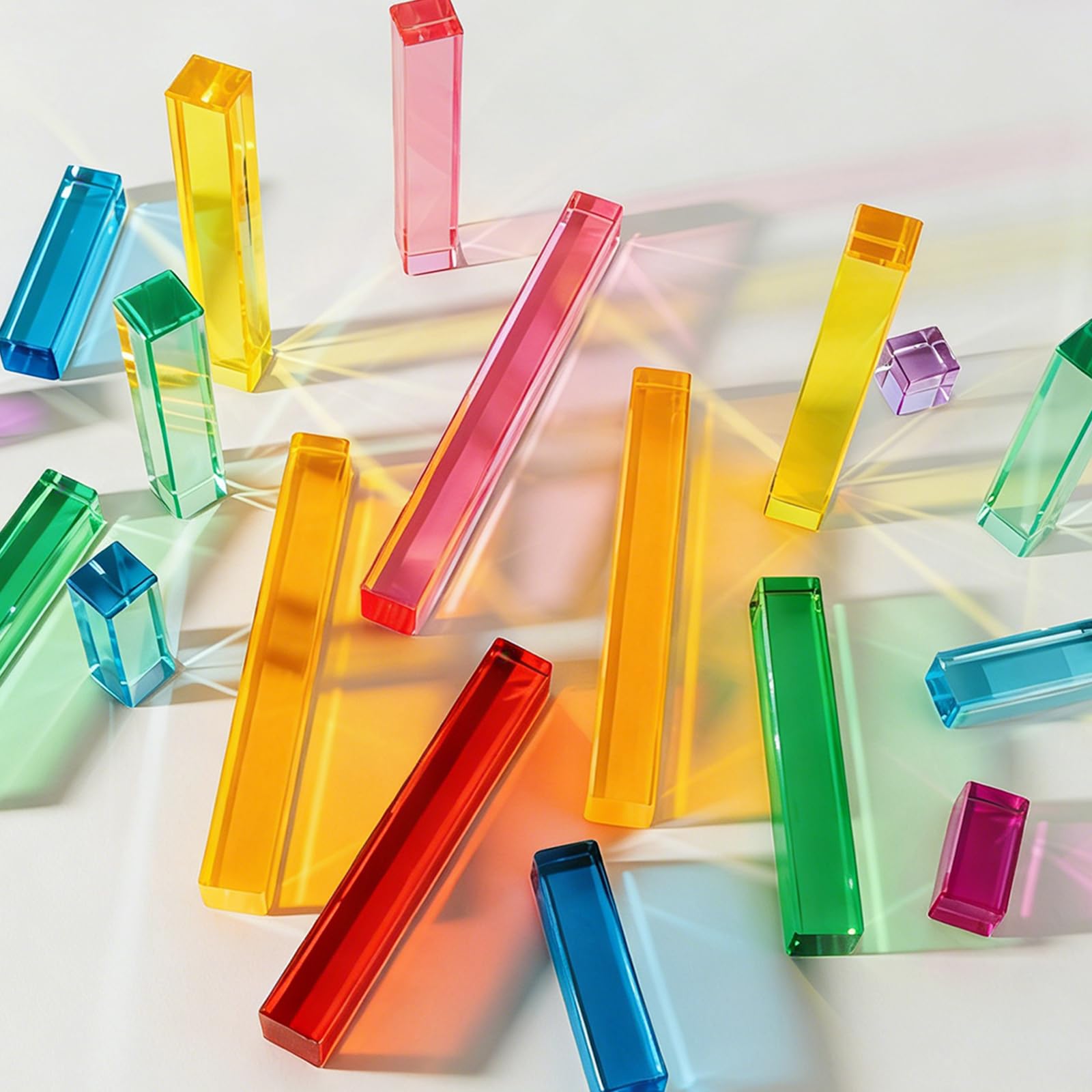 10-teiliges Acrylbausteine Set, Regenbogen Stufen Bausteine Set | Acryl Bausteine Set Transparente Lichtbausteine zum Stapeln, Farbenlernen & Sensorisches Spielzeug für Kinder