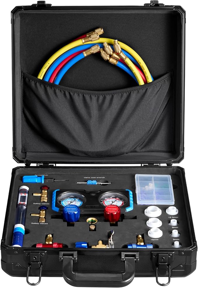 Juego de Manómetros de 3 Vías, Kit de Diagnóstico y Carga HVAC para R410A R134a miniatura 10