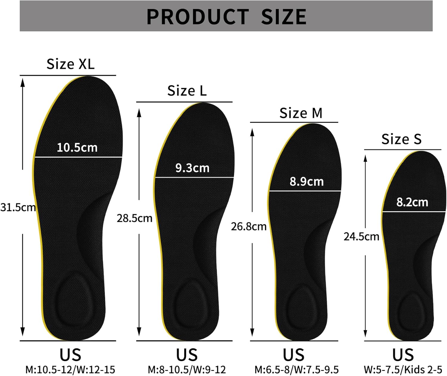 5 Pair Breathable Shoe Insoles for Women Men,Comfort Elastic Shock Absorbing Thin Shoe Inserts,Cuttable and Washable Replacement Insoles for Work Boots Running Shoes (S [US W:5-7.5]) - Image 2