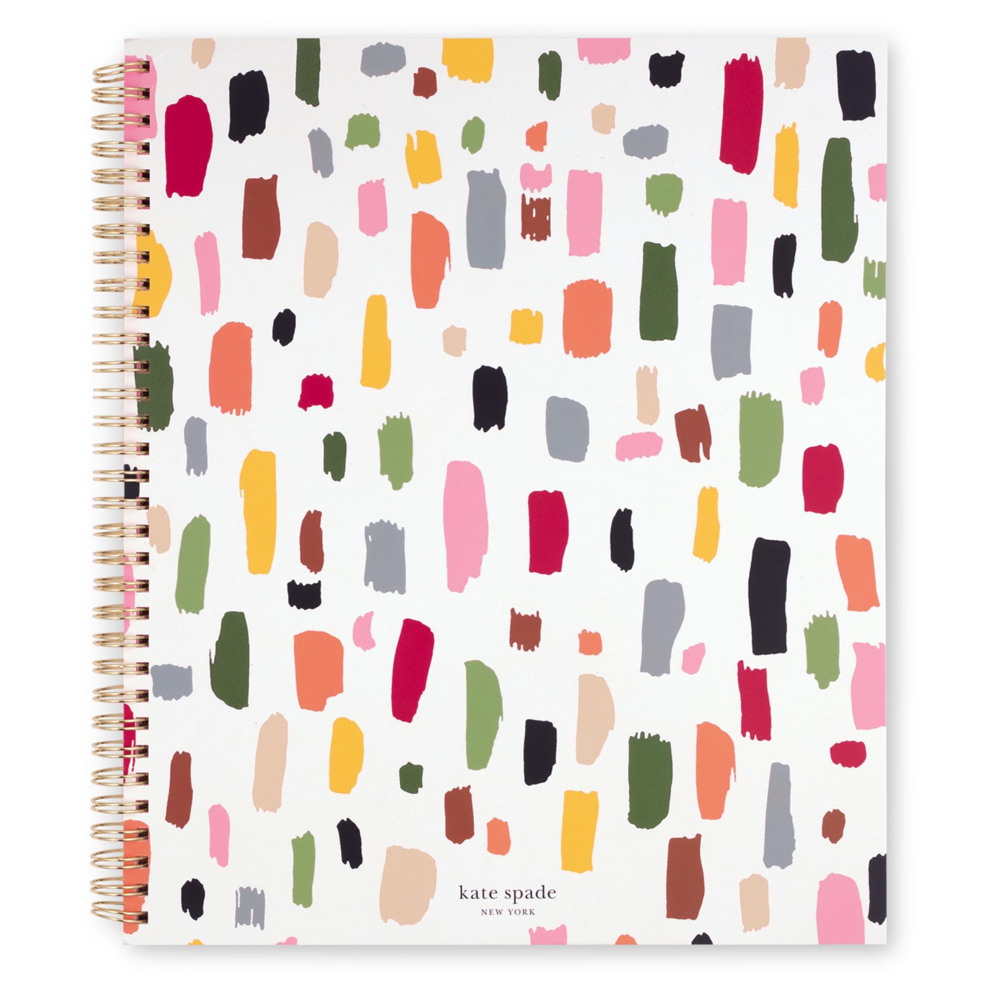 kate spade new york Large College Ruled Notebook, 11" x 9.5" Spiral Notebook with 160 Pages, Painterly Strokes