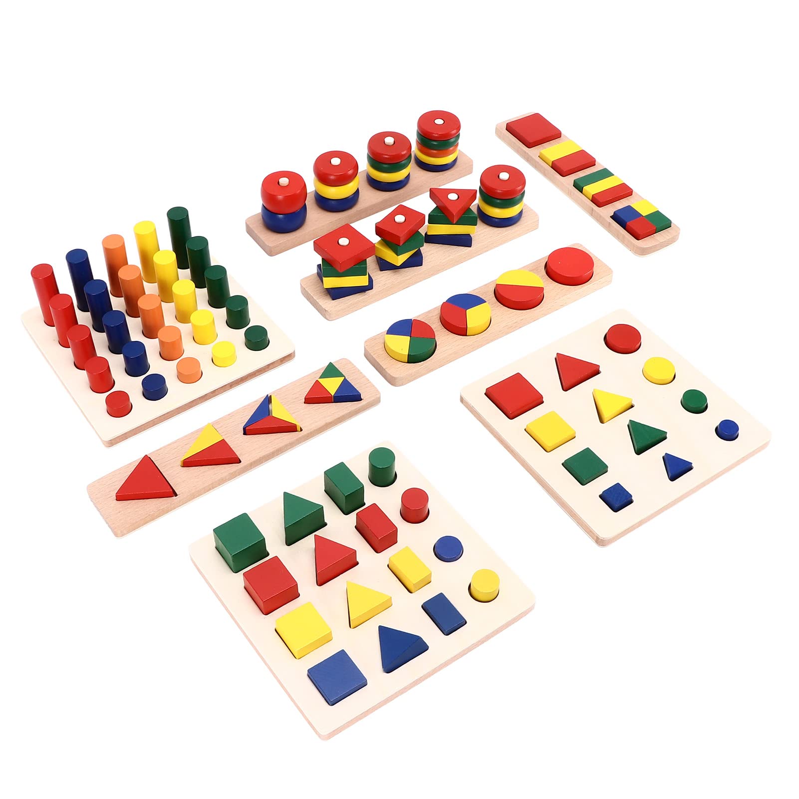 Generic Drewniane Puzzle w Kształcie Zabawki Edukacyjne dla Dzieci Dopasowywanie Kolorów Klocki do Sortowania Prezent Idealny od 3 Lat i Więcej Trwałe Drewno Bukowe