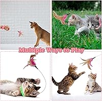 Vista 3 de KALAMANDA Juguete de collar de gato, 3 piezas de juguete de plumas de gato con cuello para el cuello, juguetes interactivos con campana para gatitos