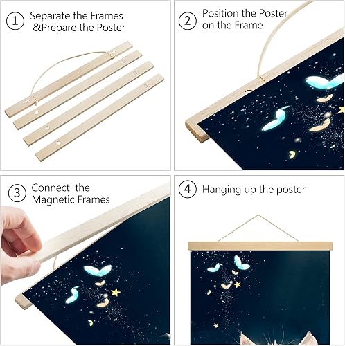 Miniatura 4 de Marco de póster, luz magnética, marco de madera colgante para foto, obra de arte, lienzo, impresión de arte para colgar en la pared