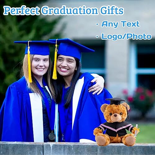 Miniatura 5 de Oso de graduación para la clase de 2024, regalos de graduación personalizados con texto personalizado + foto, oso de peluche marrón como regalo de