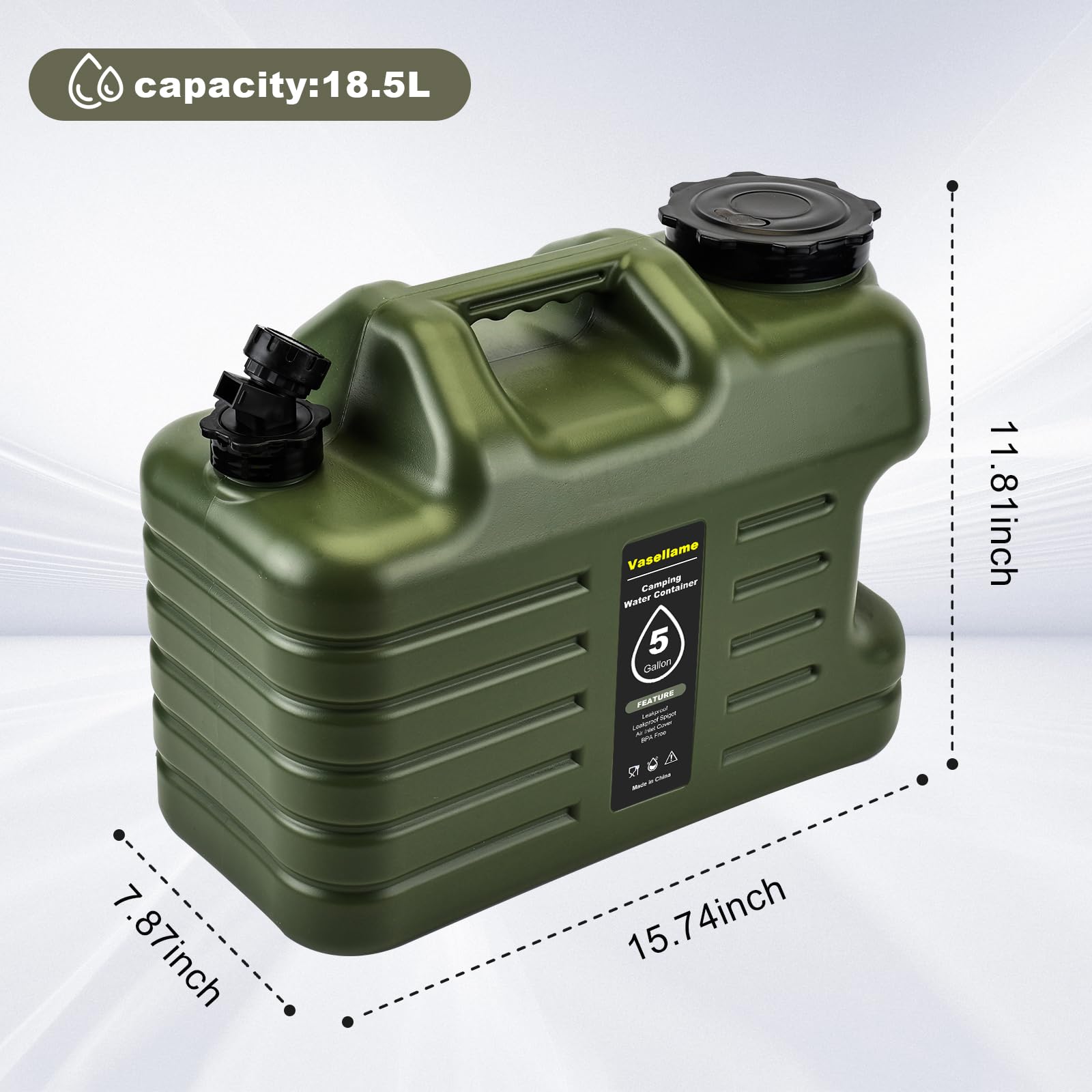 Jarra de agua de 5 galones con espiga, contenedores de agua portátiles, artículos esenciales para camping, tanque de agua portátil, contenedores de almacenamiento de agua para acampar al
