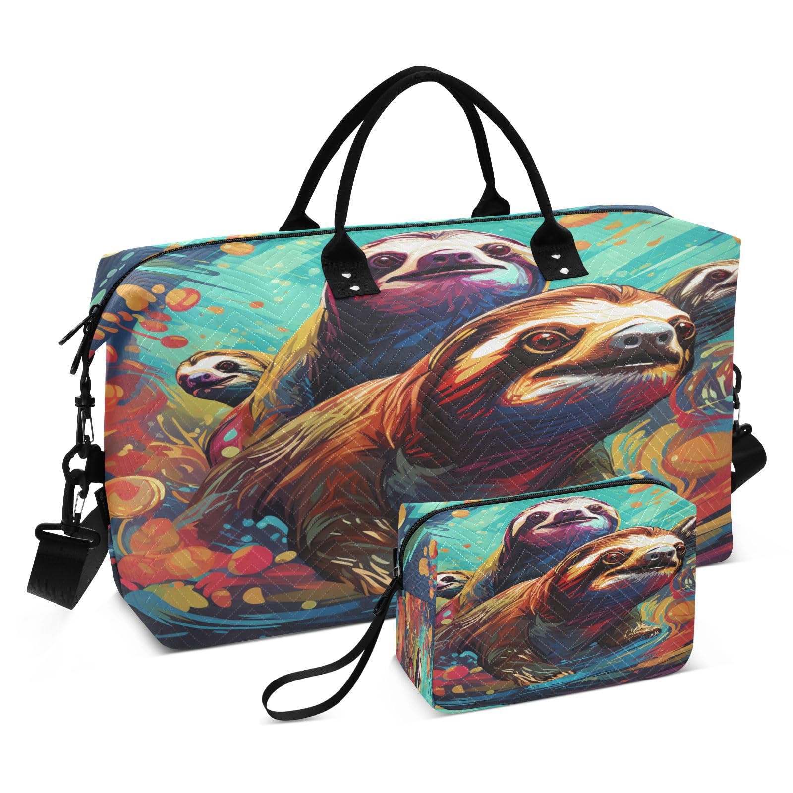 Bunte Faultiere Schwimmen Kunst Sporttasche Handtasche mit Make-up Aufbewahrungstasche Badetasche für Reisen Mädchen Männer