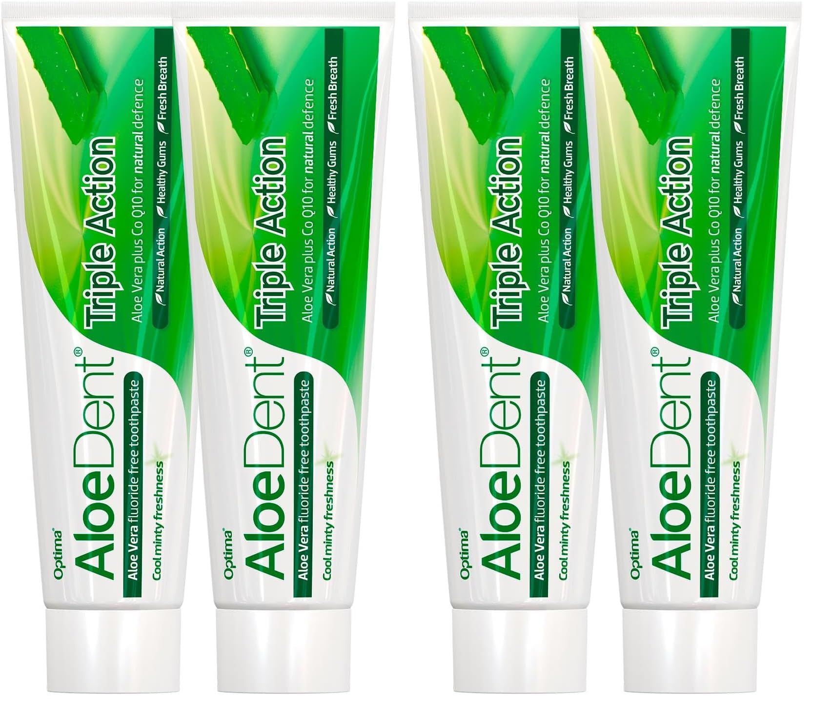 Aloe Dent Aloe Vera ile 3 Etkili Diş Macunu Florür ve SLS İçermeyen Doğal Beyazlık, 100 ml x 2 Adet (2 paketi)