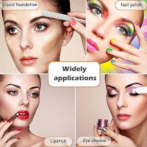 Miniatura 5 de Paleta de maquillaje Penugo, 2 piezas de acero inoxidable con espátula de herramienta, paleta cosmética de uñas para mezclar fundacionessombra de