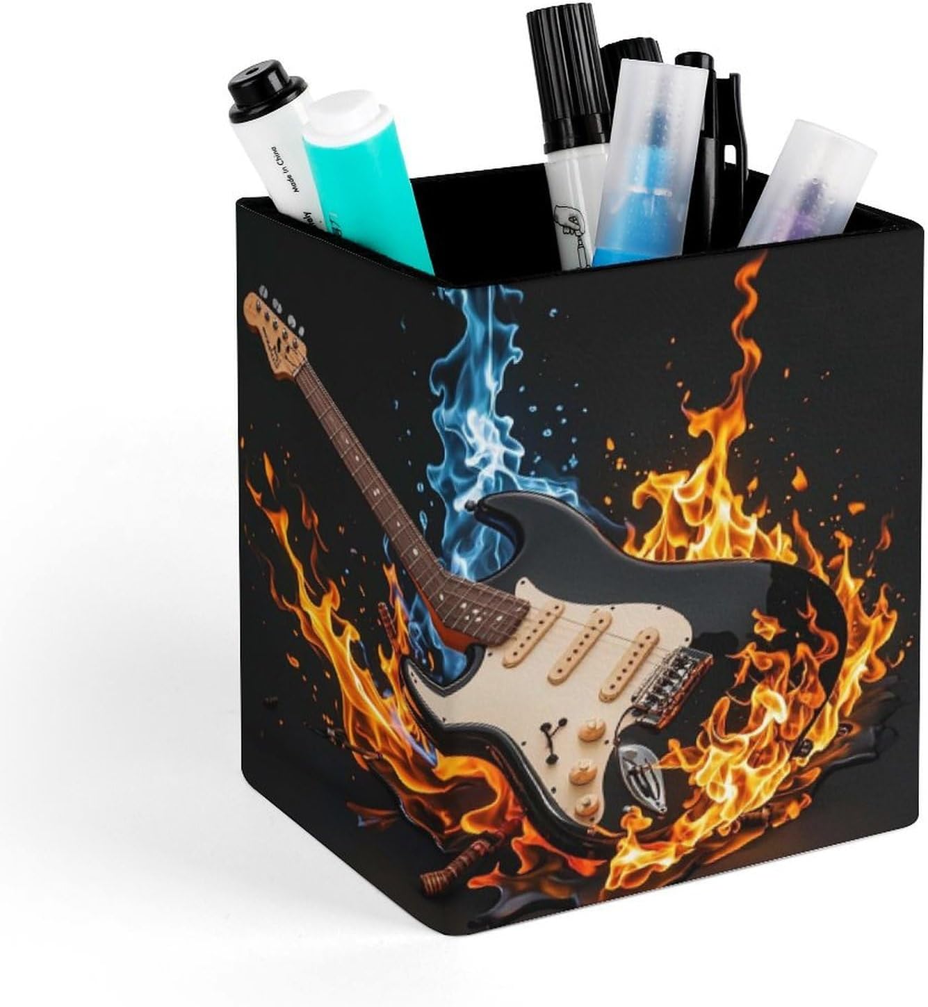 Square Electric Guitar Music Pen Holder for Home Office Studio