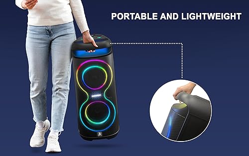 Miniatura 9 de Fisher Sistema estéreo de altavoz PA Bluetooth - DJ inalámbrico portátil para karaoke, doble 6.5 pulgadas de potencia máxima de 80 W, sonido HD