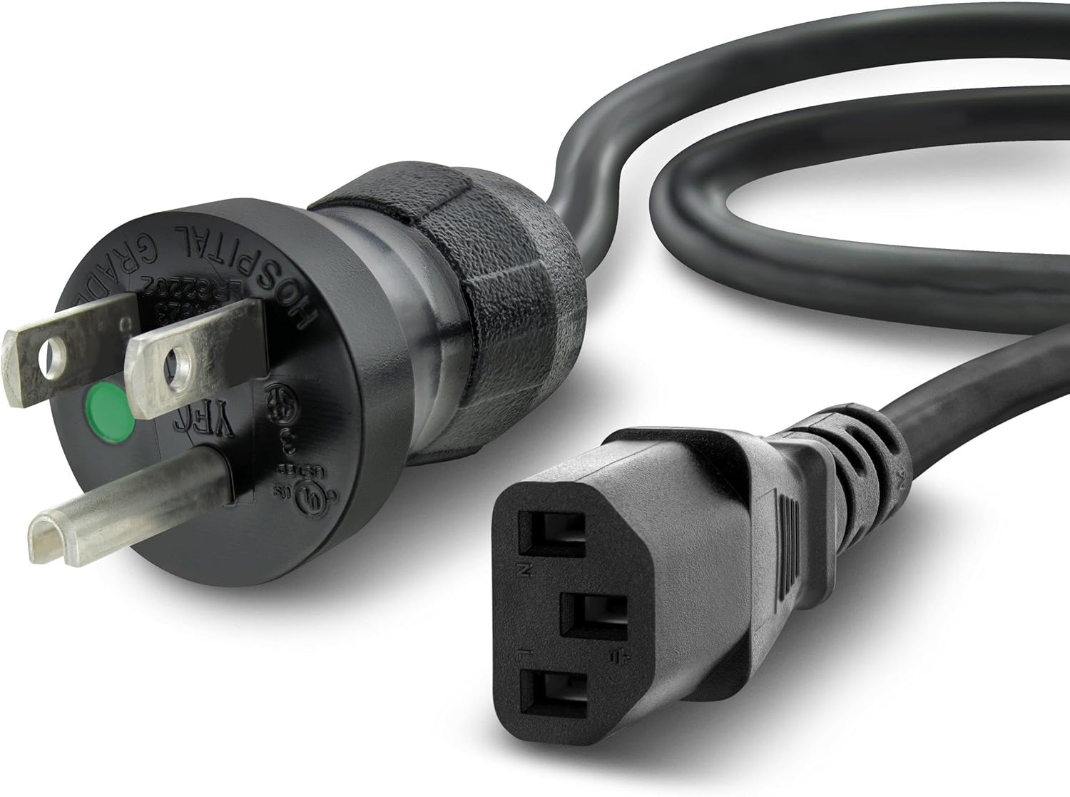 GearIT (5-Pack) 6 Feet 18 AWG Professional Hospital Grade Power Cord NEMA 5-15P to IEC320 C13 SJT Type Cable for Medical/Home/Office, Black