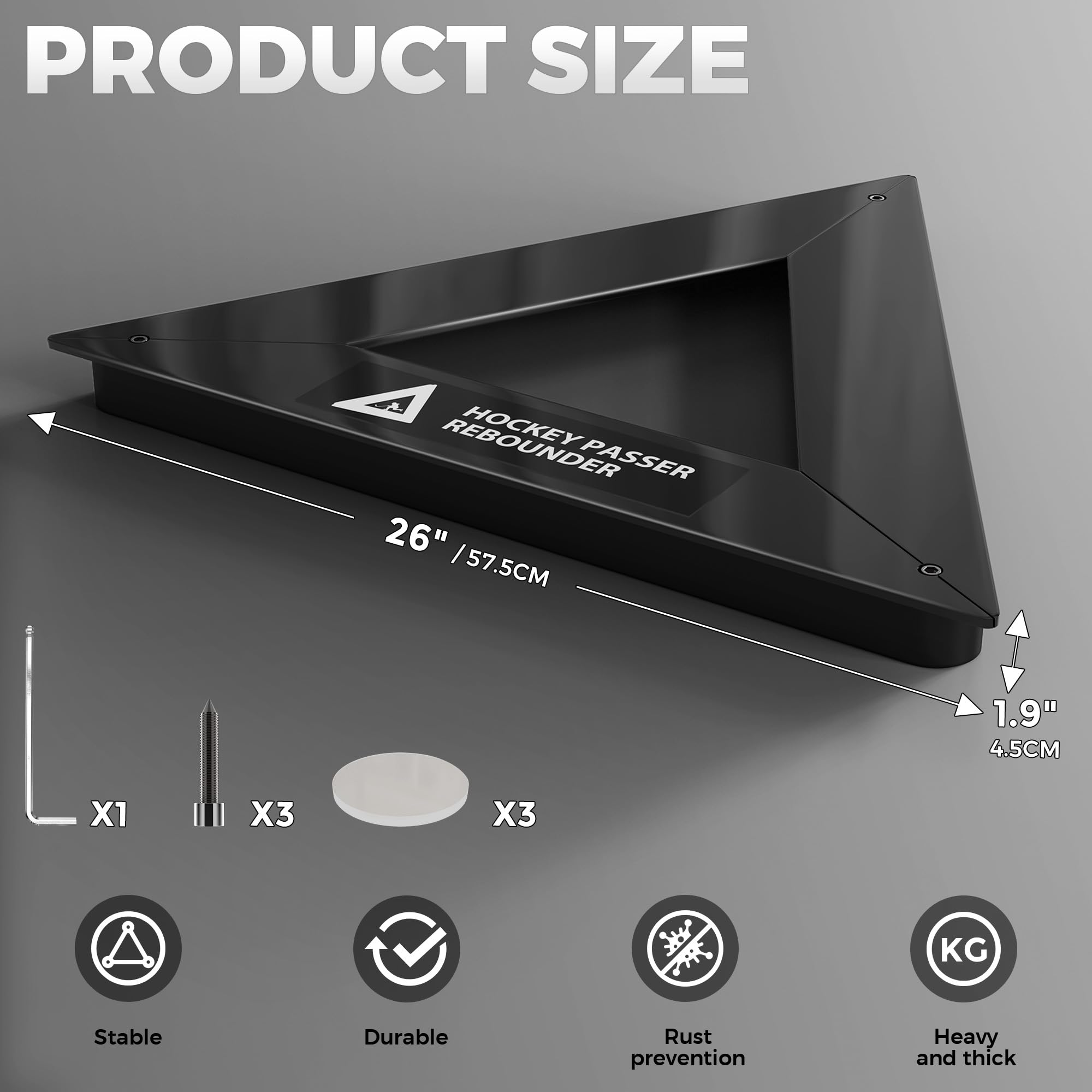 JUGGHOME Hockey Extreme Triangle Passer Rebounder Frame- Heavy Duty Hockey Training Equipment for Passing, Shooting, and Stickhandling Skills,Use On and Off The Ice-26 inch Passing Slot