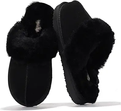 Project Cloud Genuine Leather Slippers for Women Footwear with Real Sheep Wool Lining Womens Clogs & Mule - Non-Slip Indoor/Outdoor Scuff Womens Slippers with Memory Foam Insole (Henka)