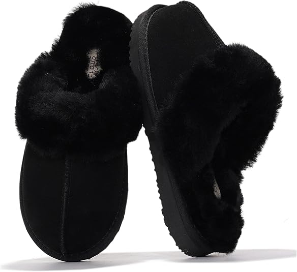 Project Cloud Genuine Leather Slippers for Women Footwear with Real Sheep Wool Lining Womens Clogs & Mule - Non-Slip Indoor/Outdoor Scuff Womens Slippers with Memory Foam Insole (Henka)