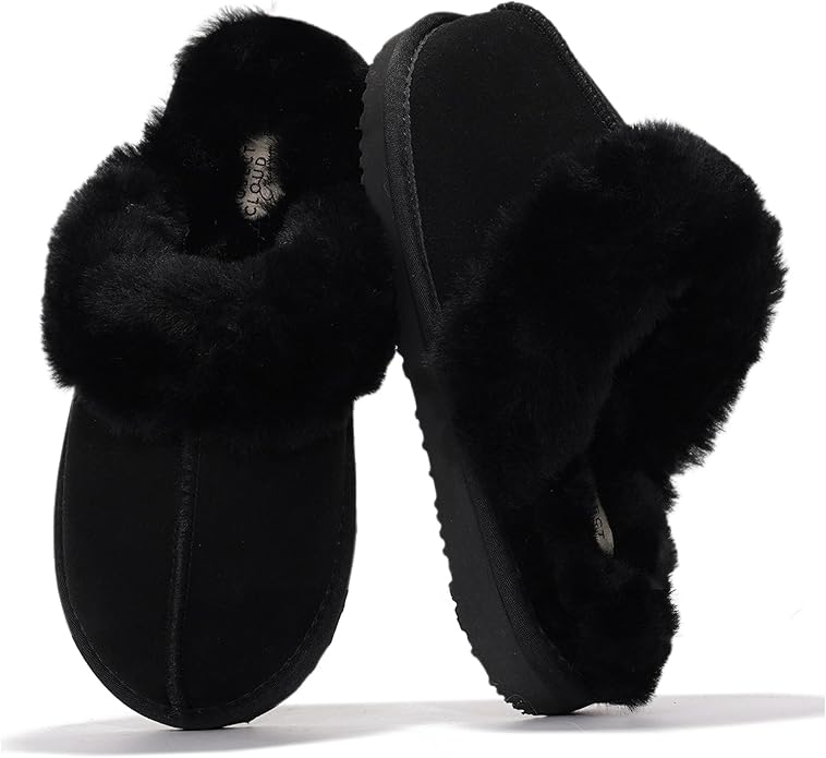 Project Cloud Genuine Leather Slippers for Women Footwear with Real Sheep Wool Lining Womens Clogs & Mule - Non-Slip Indoor/Outdoor Scuff Womens Slippers with Memory Foam Insole (Henka)