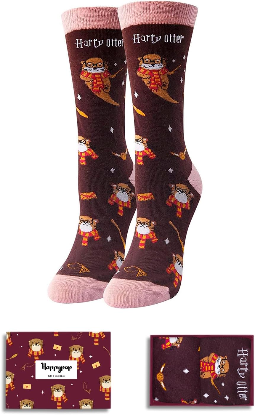HAPPYPOP Ocean Gifts Women Men - Shark Whale Dolphin Octopus Turtle Otter Penguin Socks