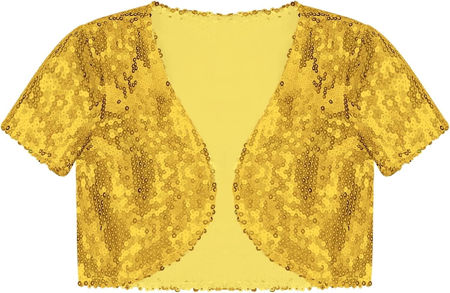 Choomomo Kids Girls Short Bolero Shrugs for Dresses Open Front Short Sleeve Sparkly Sequin Cropped Cardigan