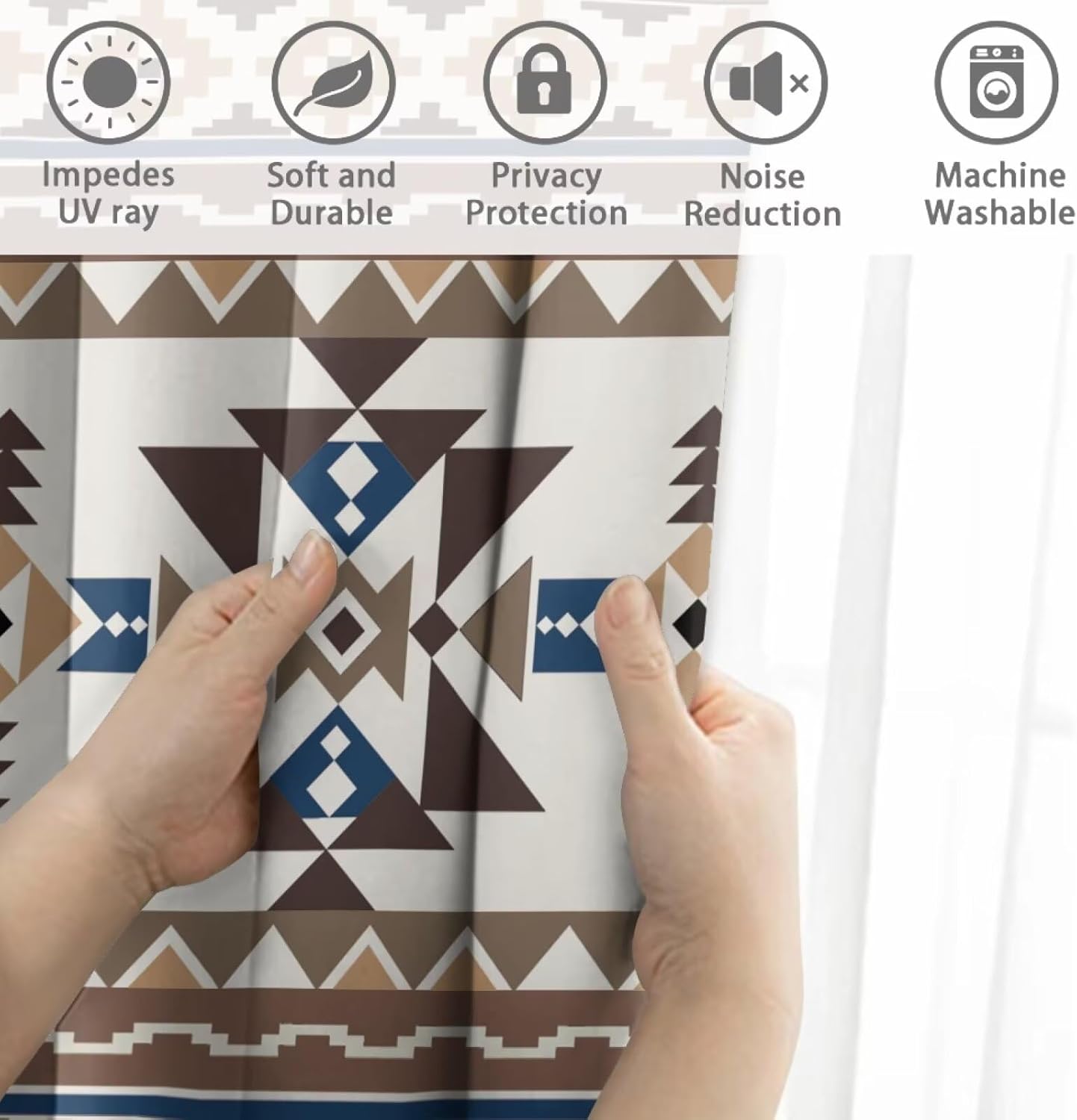 Dreaweet Indian Aztec Print Blackout Curtains for Bedroom 63 inches Long Darkening Thermal Insulated Brown Grommet Curtains/Panels/Drapes for Living Room 2 Panels Set