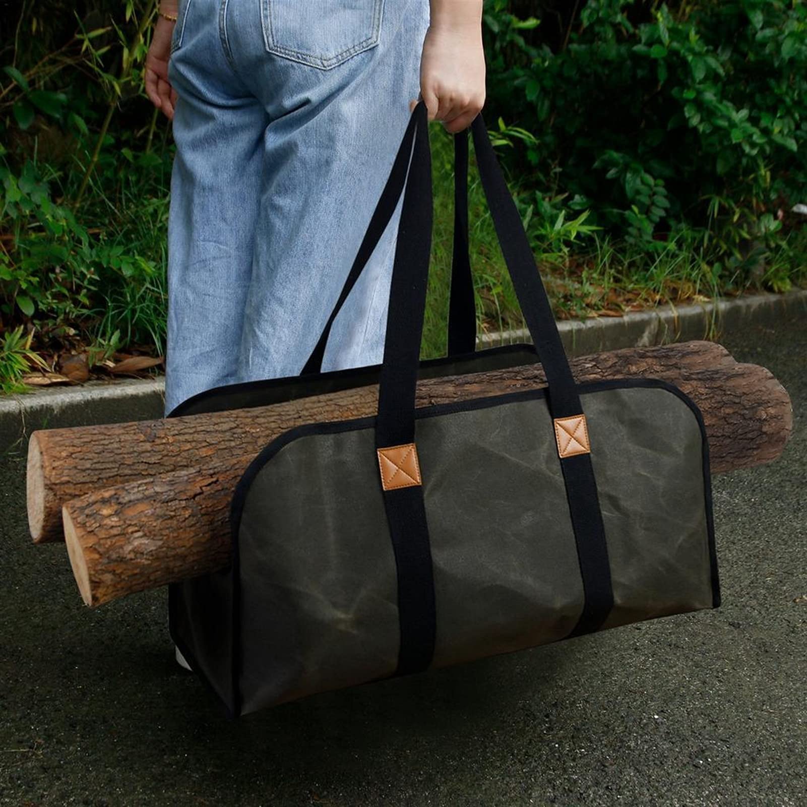 Brennholz Log Tragetasche Tragbare Brennholz Holz Tragetasche Outdoor Camping Brennholz Halter Tragen Aufbewahrungstasche Handtasche Holz Canvas Tasche Holzträger Tragetasche ( Color : A )