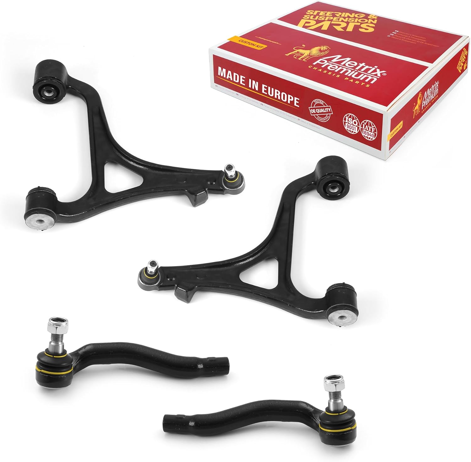 Metrix Premium Chassis Parts - 4 PC Front Lower Control Arm & Outer Tie Rod End Kit Fits 06-07 Mercedes-Benz C280 AWD, C350, 03-05 C240, C320, RK622163, RK622042, ES801223, ES801224, Made in Europe