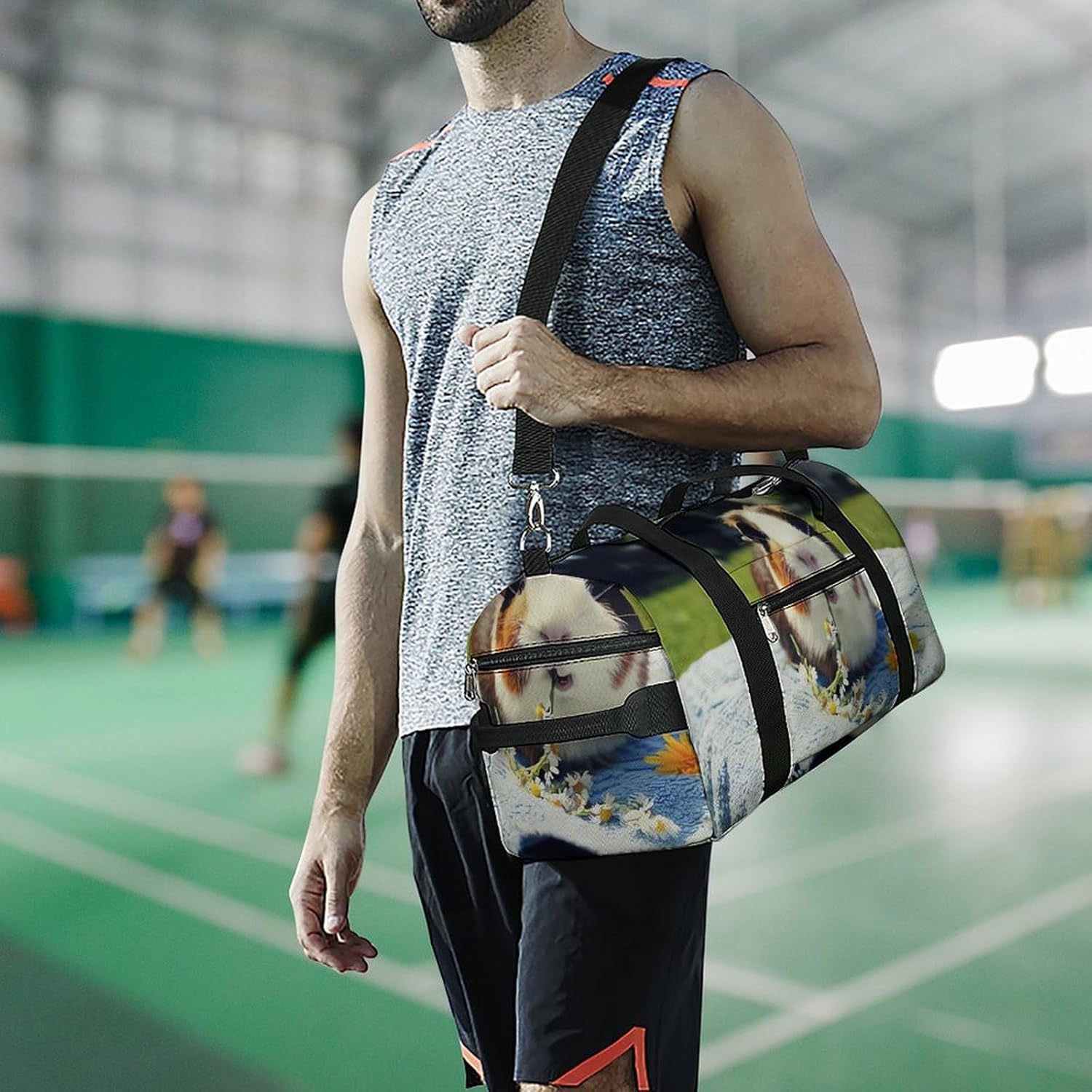 Gym Bag Duffle Bag Smiling Printed Yoga Bag Printed Backpack Duffel Bag Small Gym Bag for Travel Sports