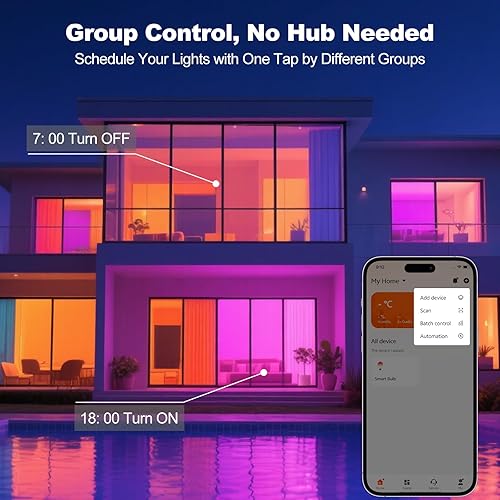 Miniatura 4 de Bombillas inteligentes, bombilla WiFi y Bluetooth, funciona con Alexa y Google Home, bombilla LED A19 E26 RGBCW que cambia de color, 16 millones de