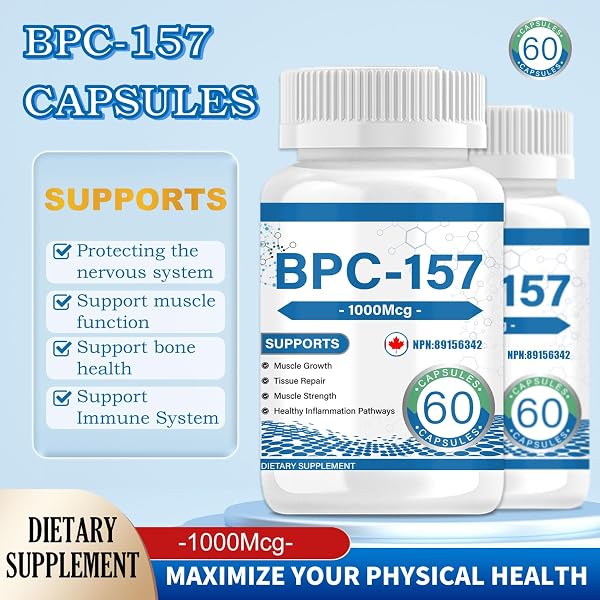 BPC 157 Peptide Capsules 1000 mcg, supports muscle growth, tissue repair, strength, non-GMO, gluten-free, 60 capsules - 4