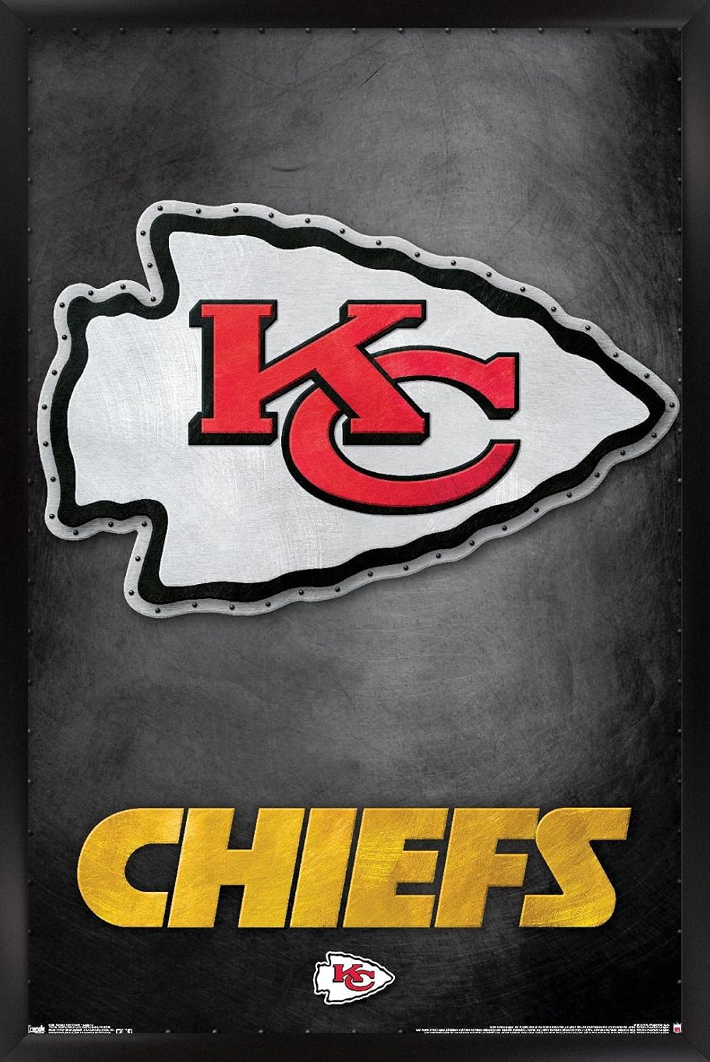 Trends International NFL Kansas City Chiefs - Logo 13 Wall Poster, 22.375" x 34", Black Framed Version